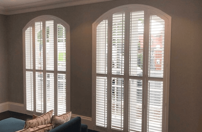 Custom wide arch wooden shutters