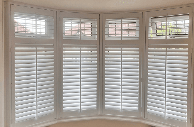 Custom curved wooden shutters